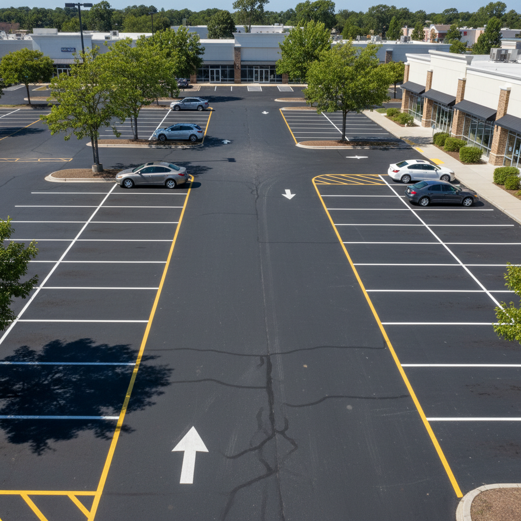 Planning a parking lot striping layout for traffic flow